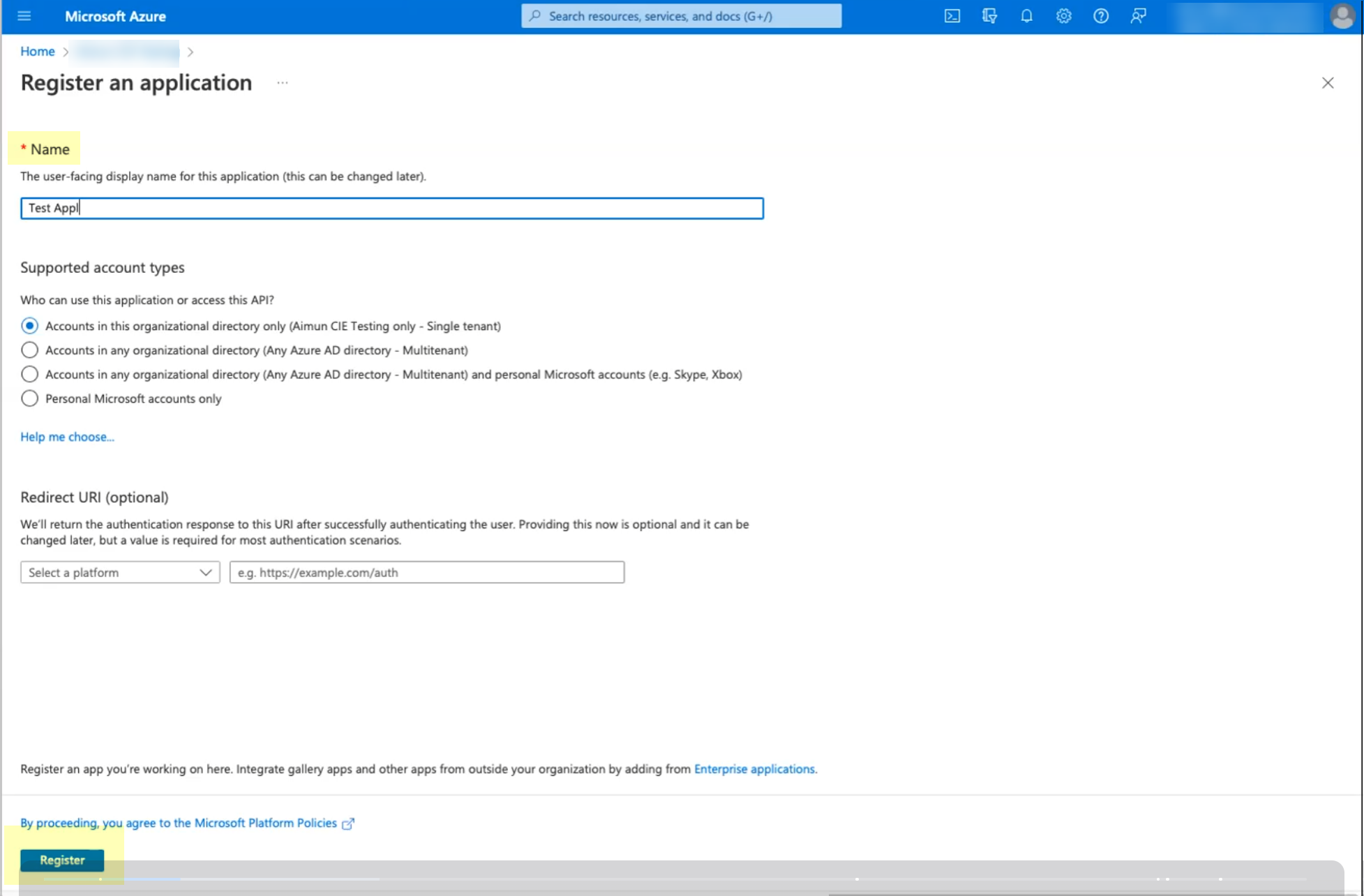 Register Application