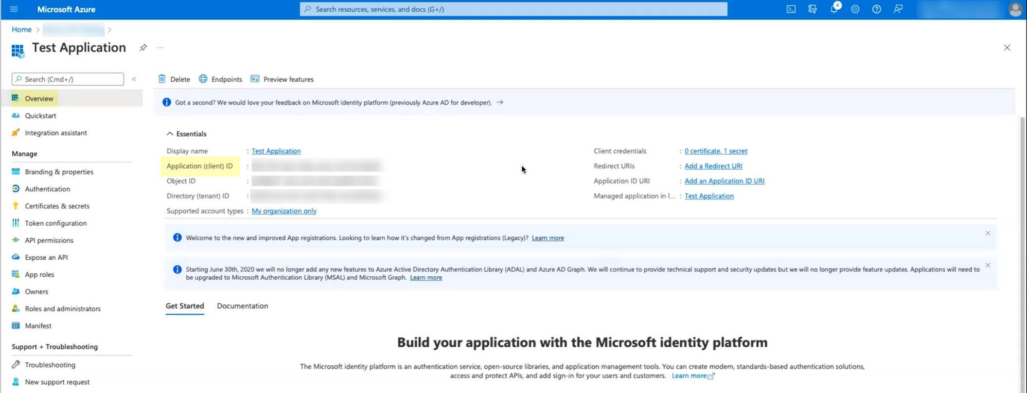 Copy Application (client) ID