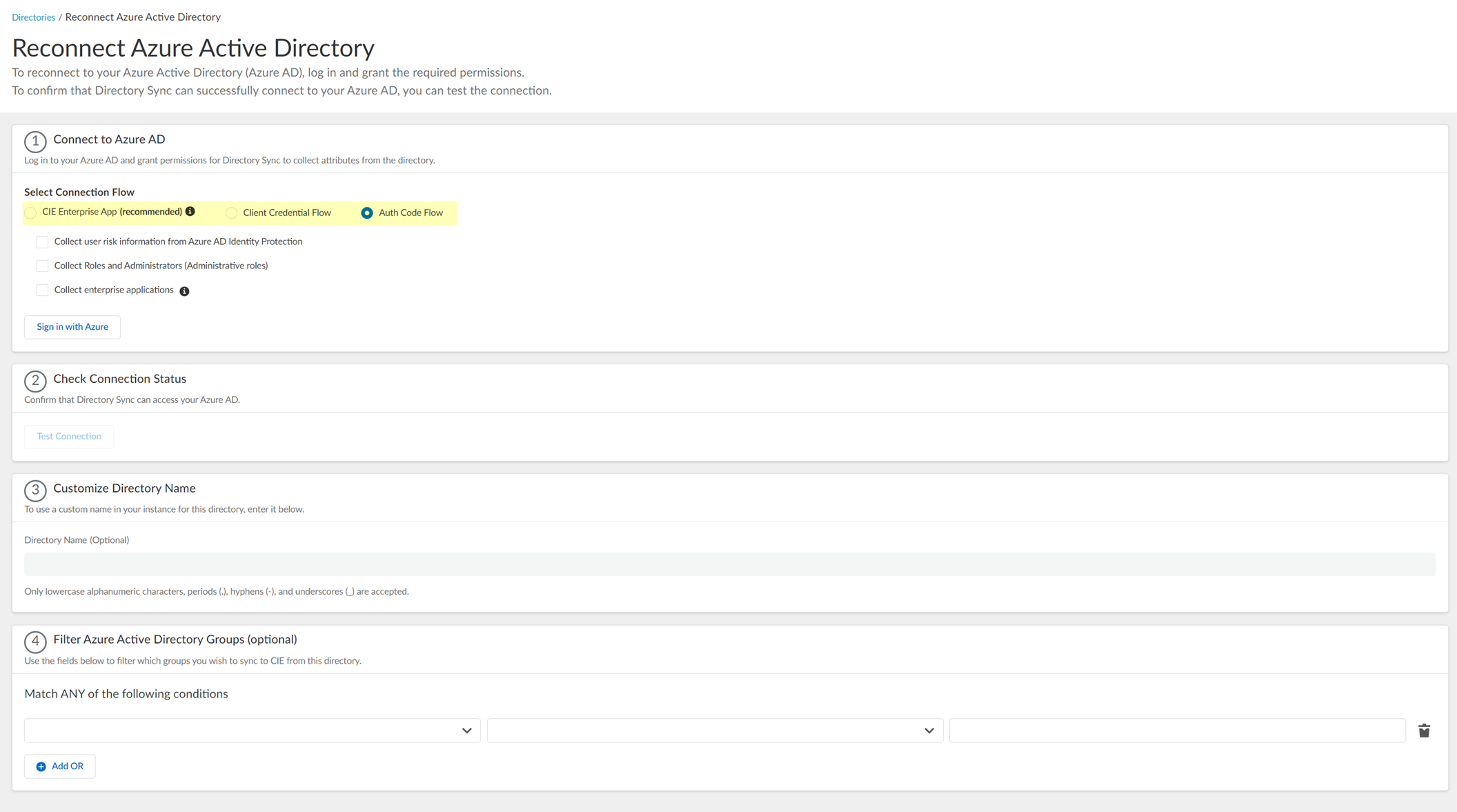 Select Connection Flow on Reconnect