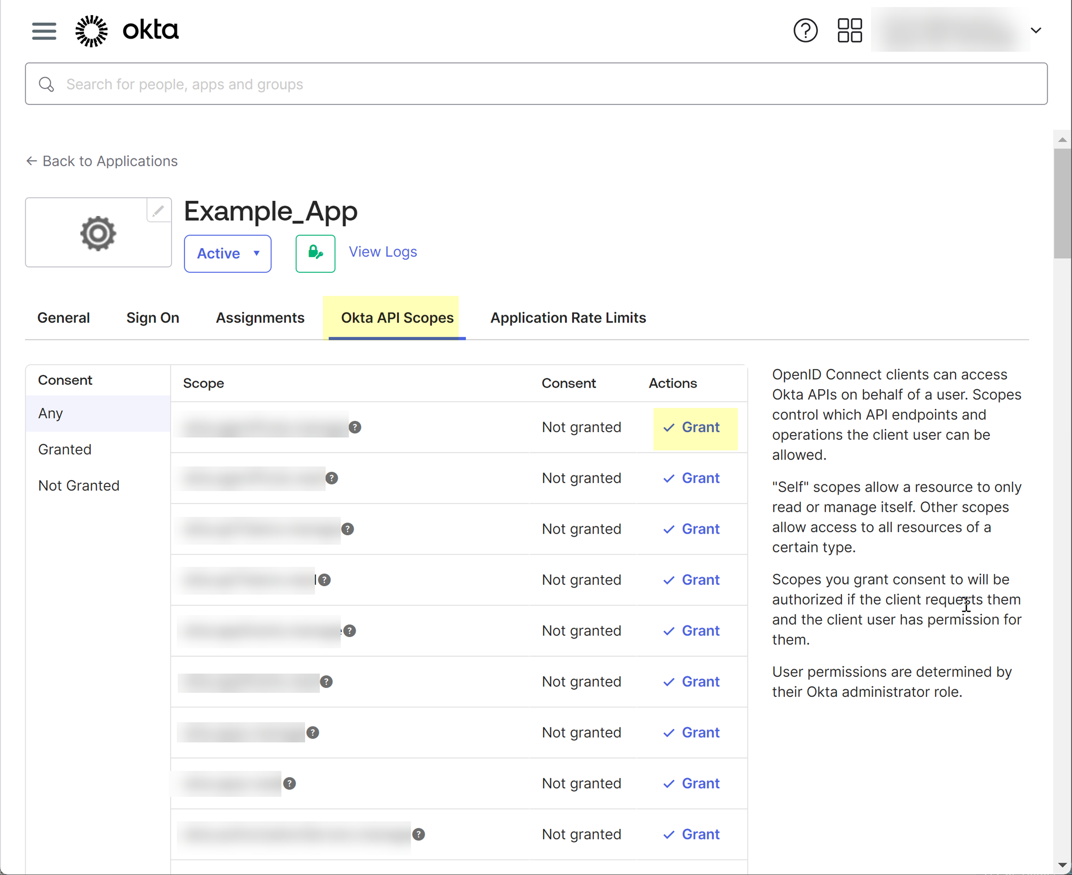 Okta Grant API Scopes