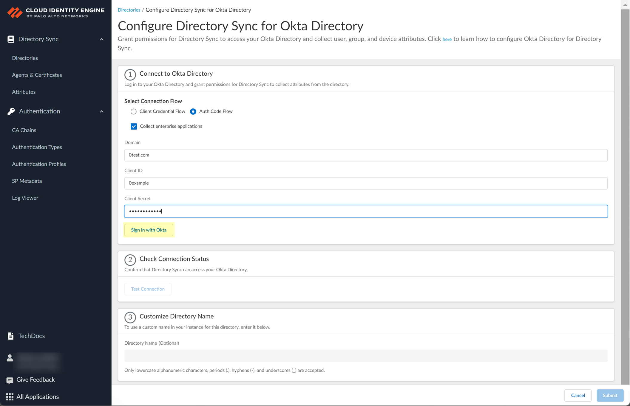 Sign in with Okta Button