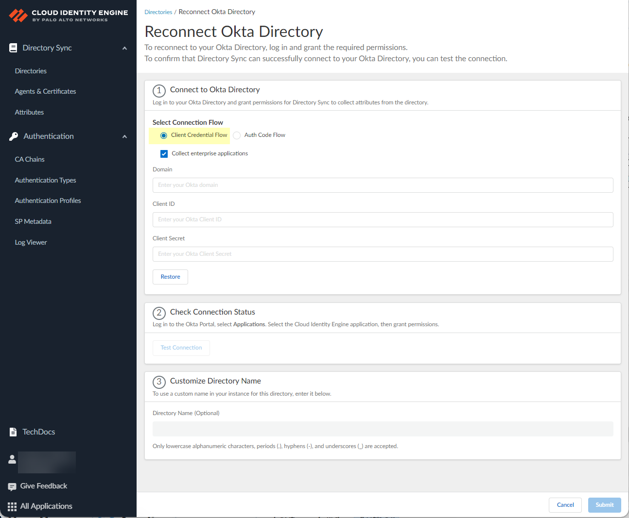 Okta Reconnect Options