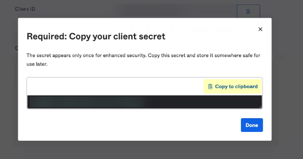 Copy API Client Secret
