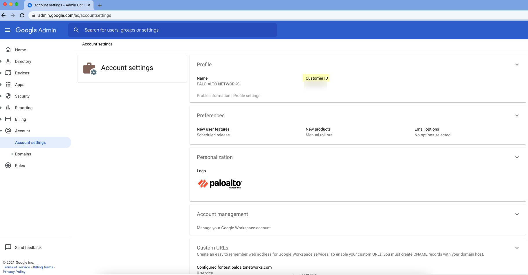 Google Copy Customer ID