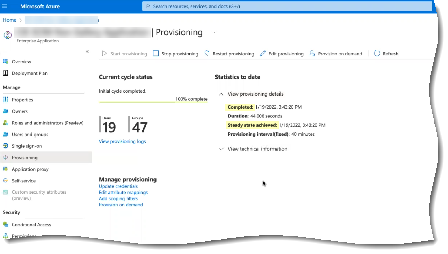 Azure Provisioning Details