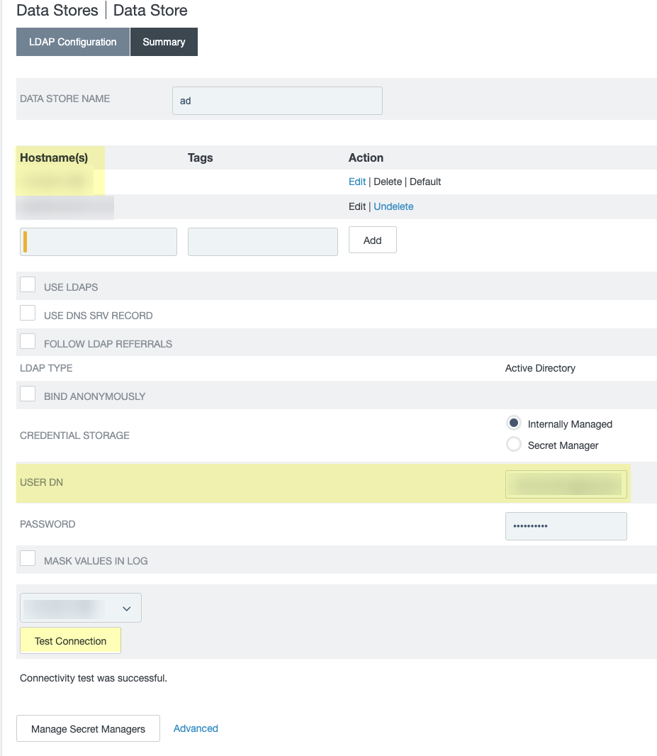 PingFed Data Store Config