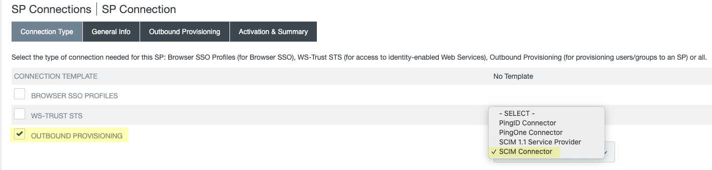 PingFed Select SCIM Connector