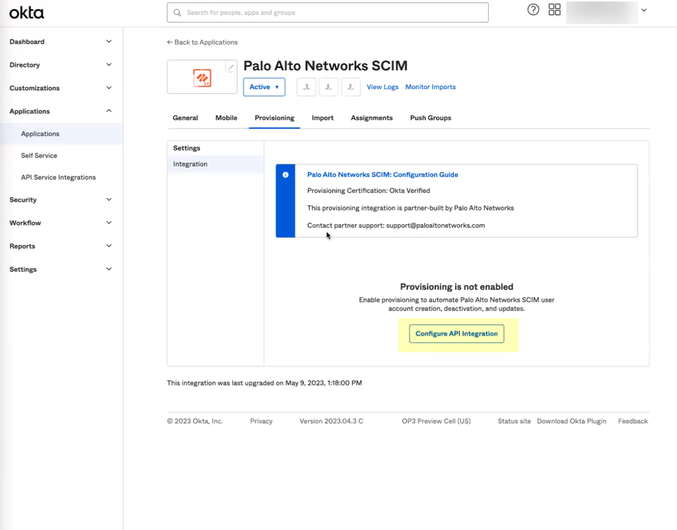 Okta Configure API Integration