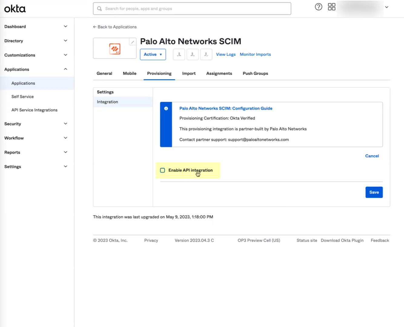 Okta Enable API Integration