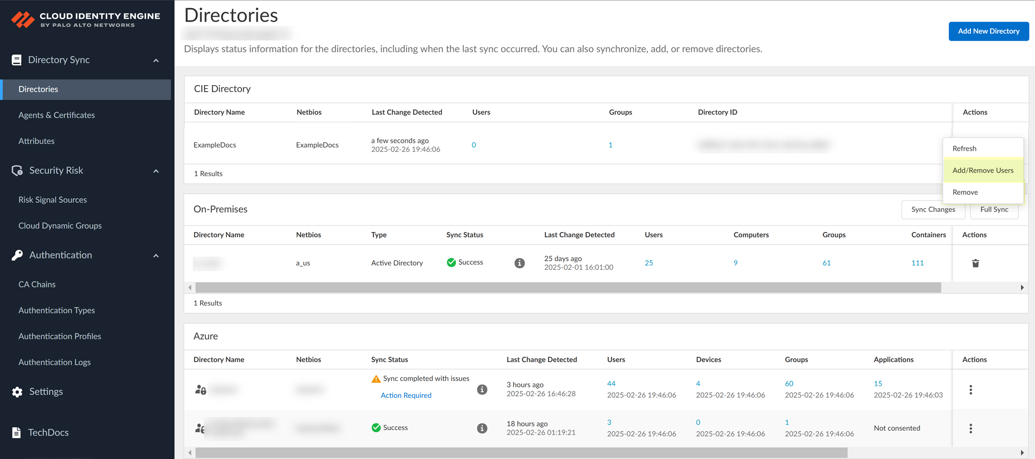 CIE Add/Remove Users Action