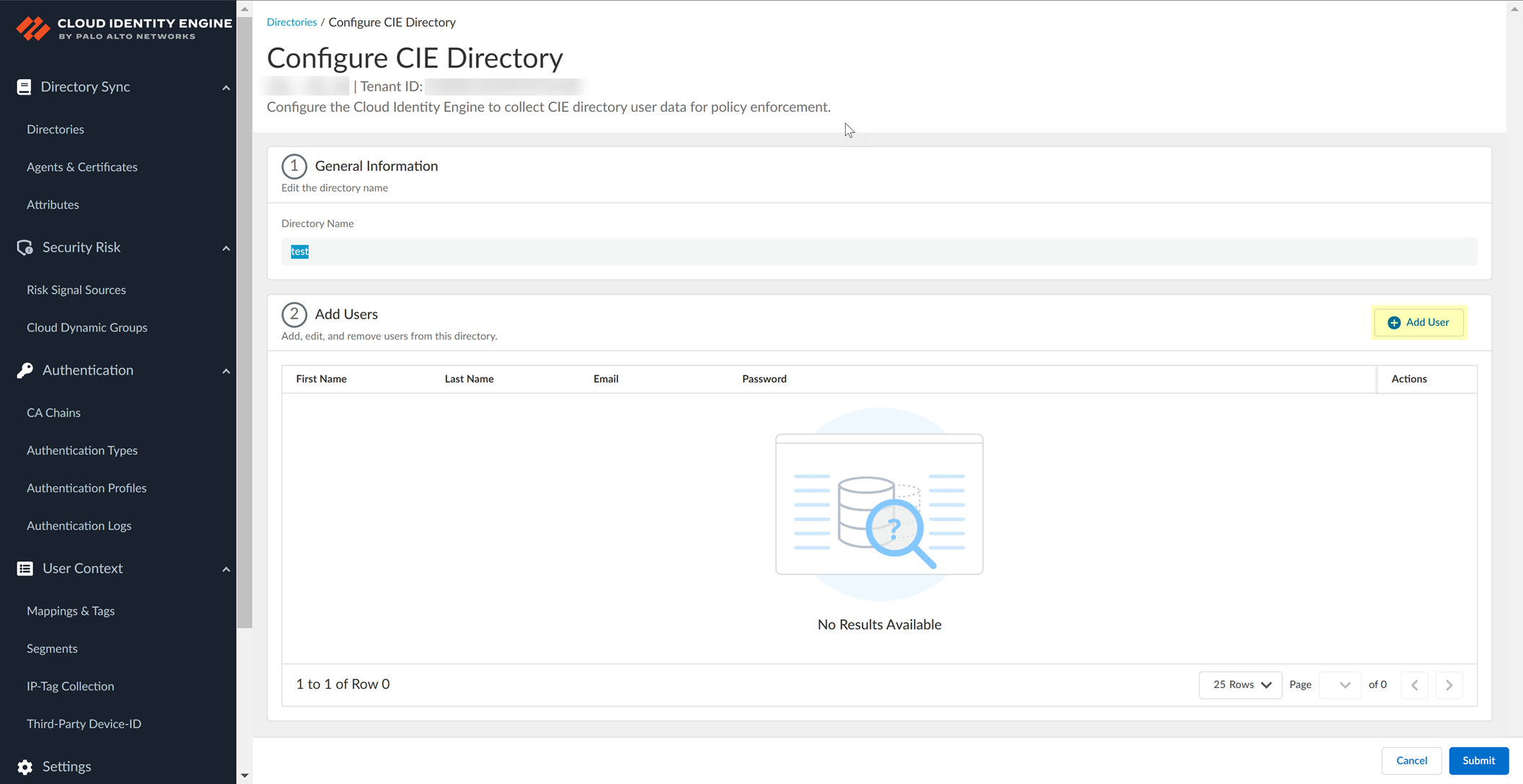 CIE Add User Button