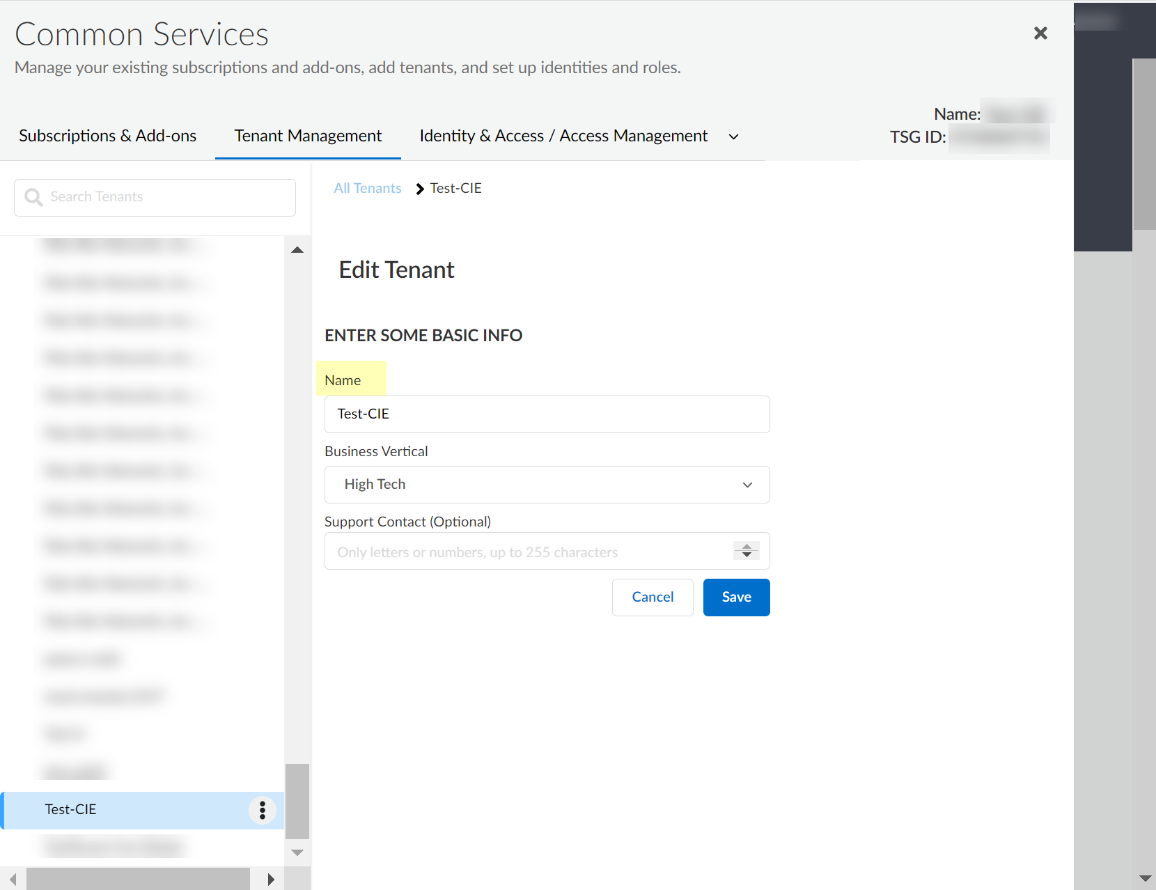 Hub Rename Tenant Dialog