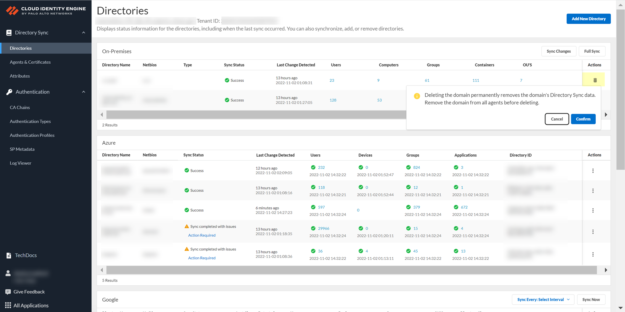 CIE Remove On-Prem Domain