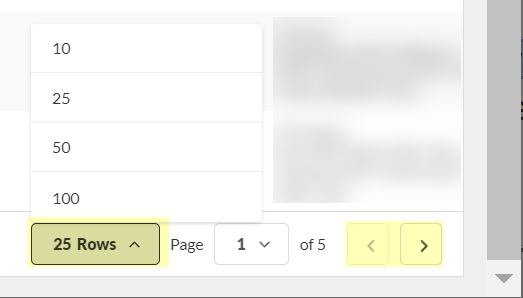 Screenshot of pagination