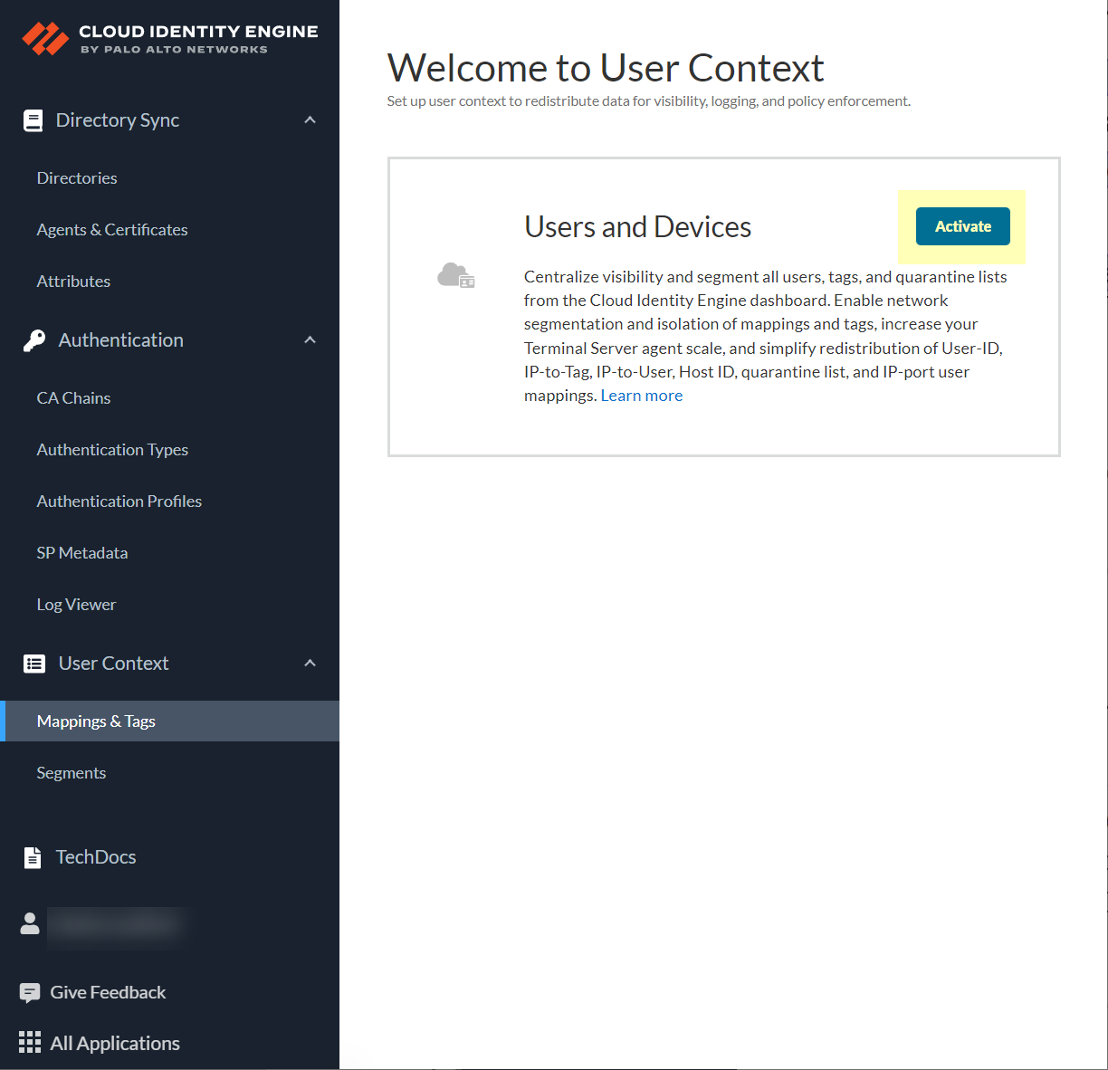 CIE Activate User Context