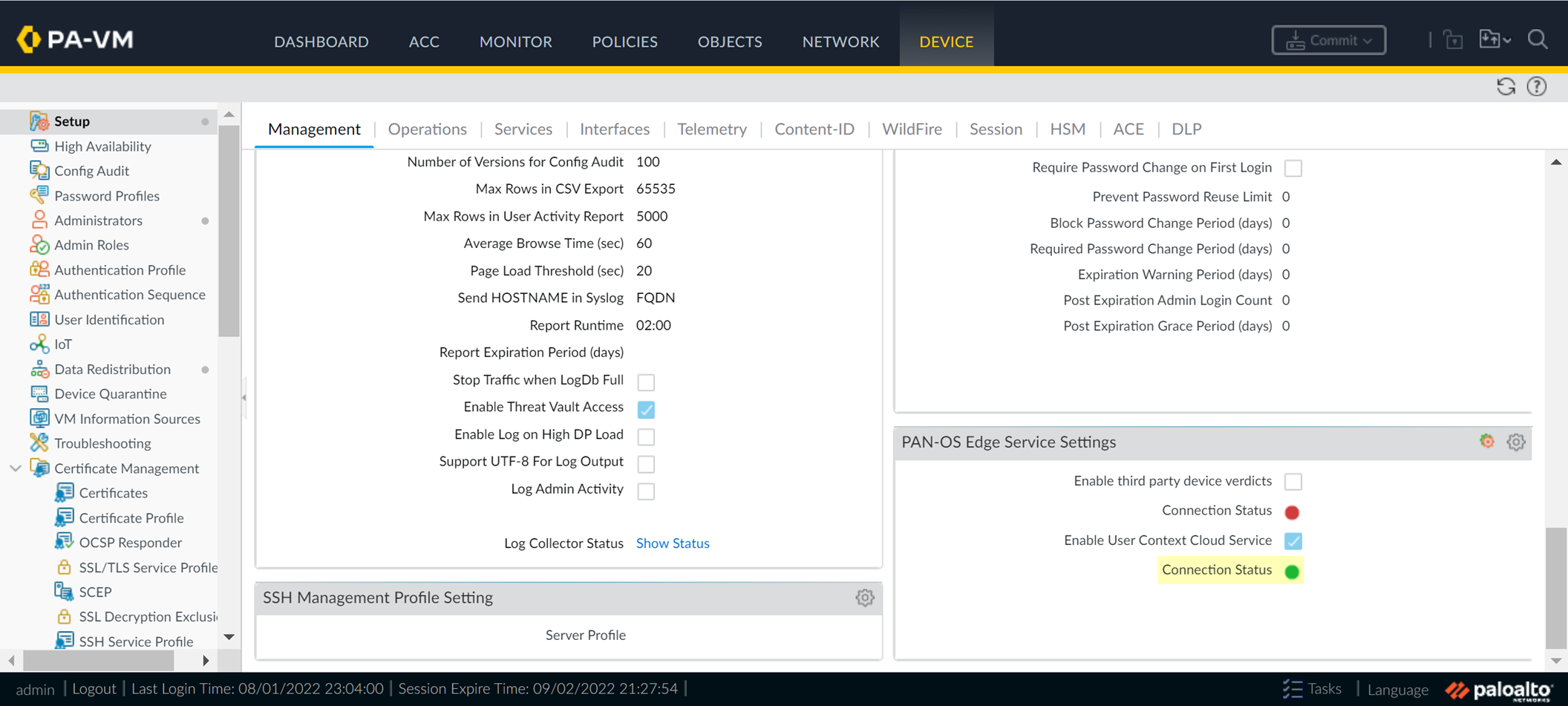 FW/PAN User Context Status Active