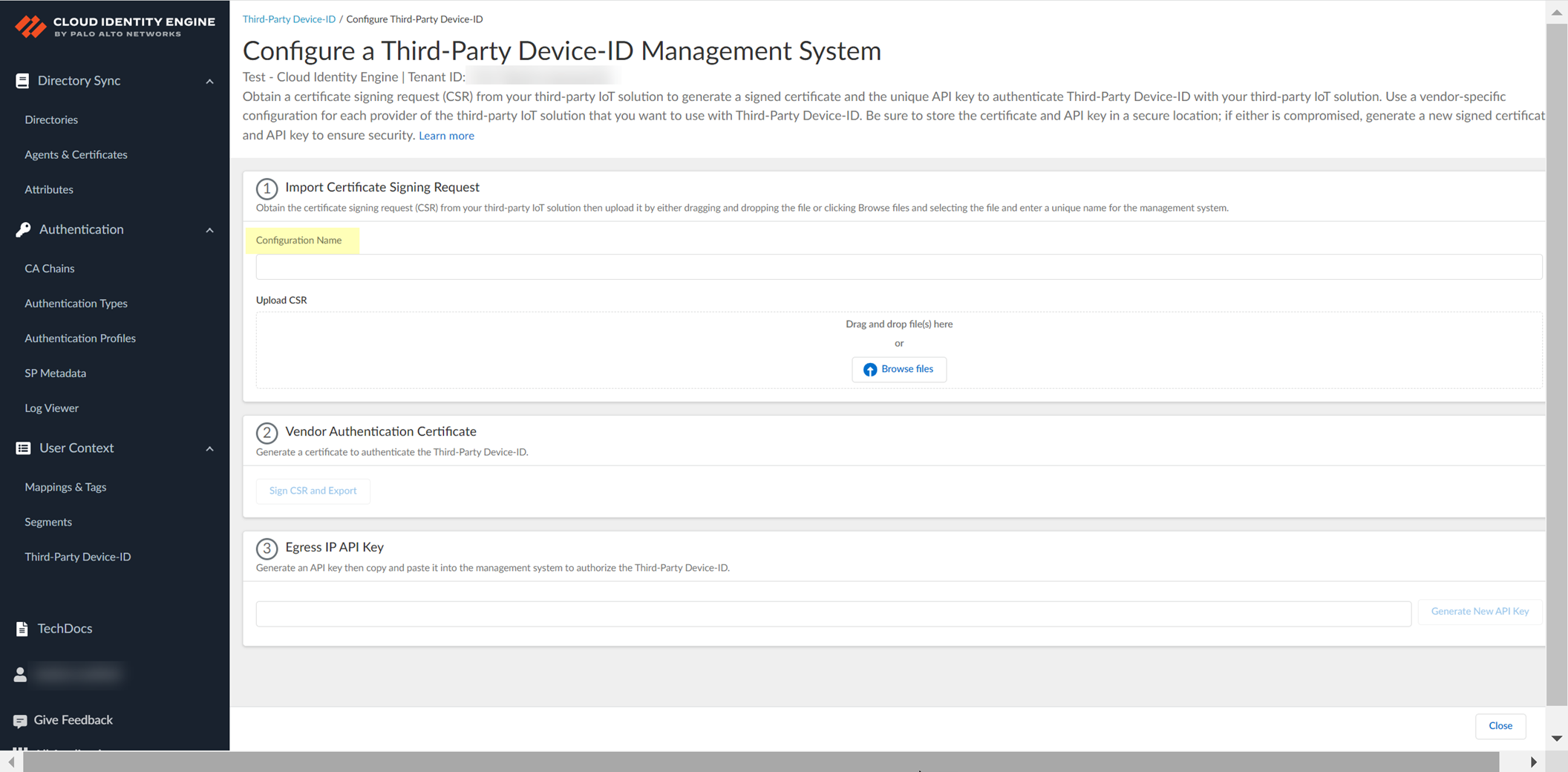 Screenshot of Configuration Name