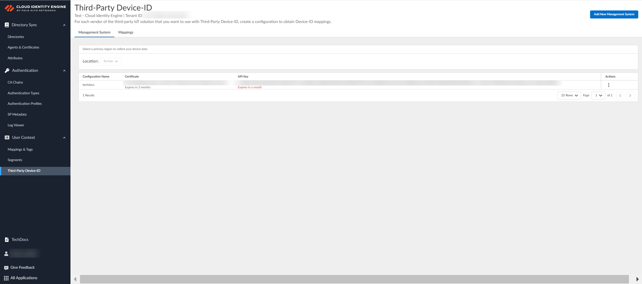 Screenshot of Management System config review