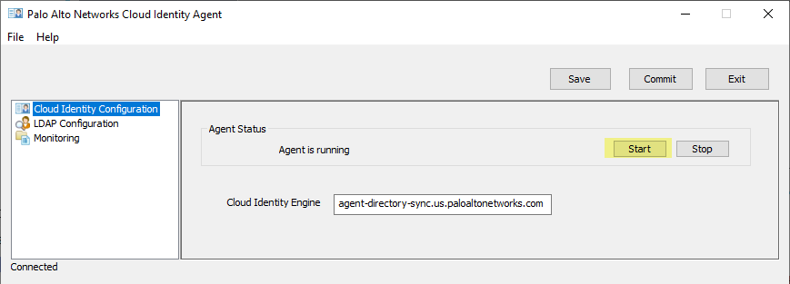 Agent Start Button