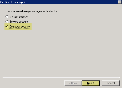 MMC Computer Account
