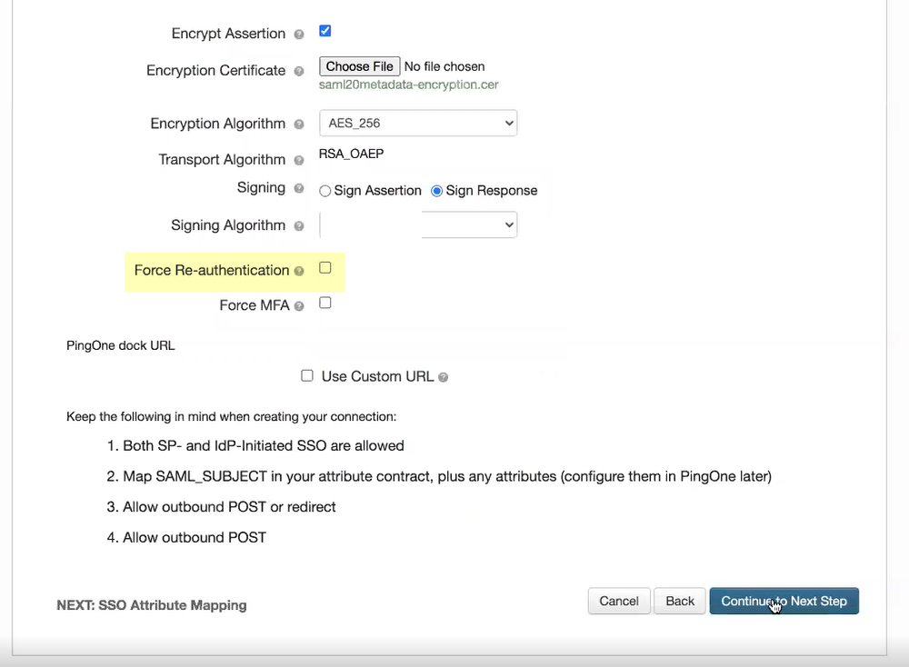 PingOne Force Re-auth