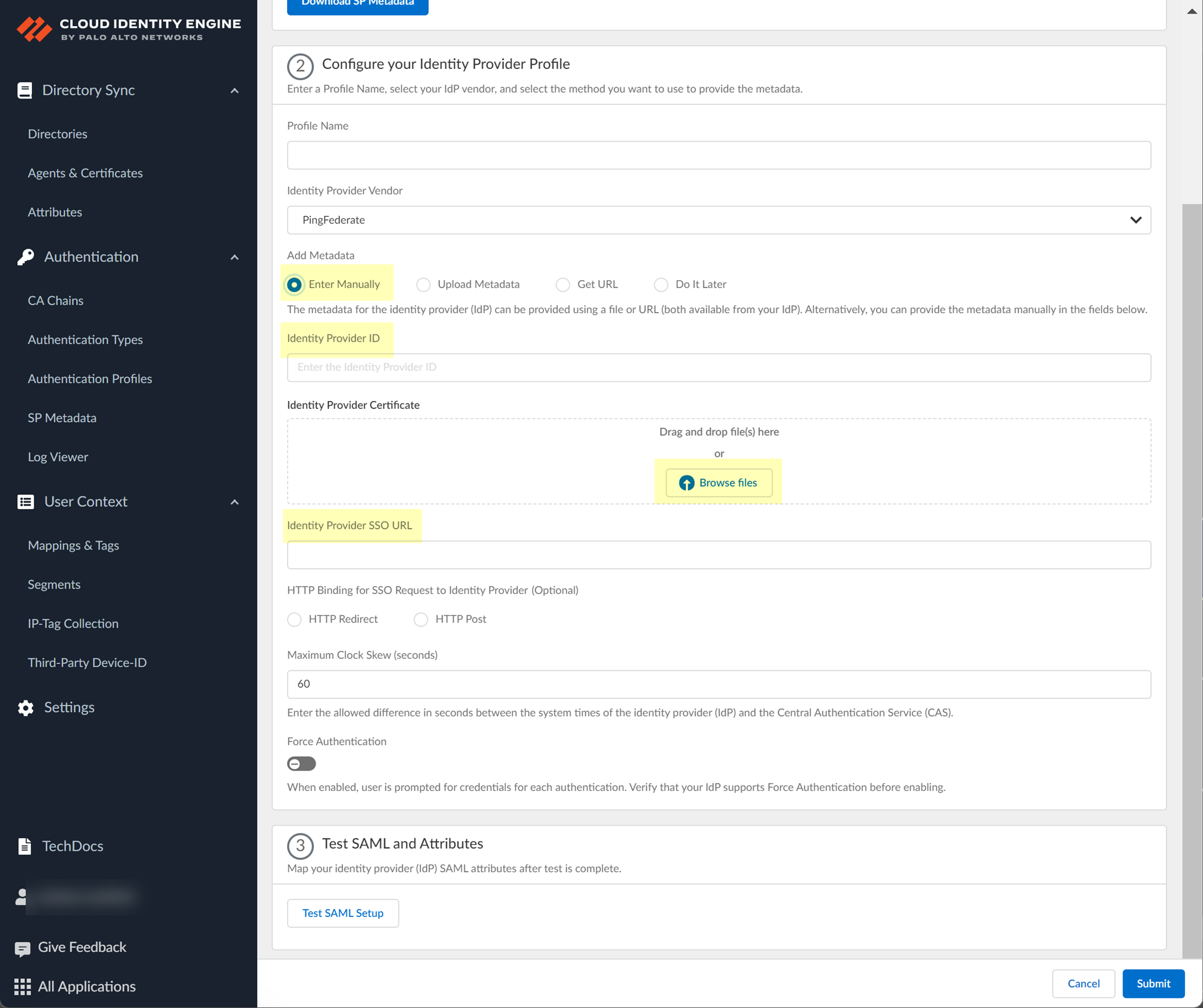 CIE Enter PingFed Metadata