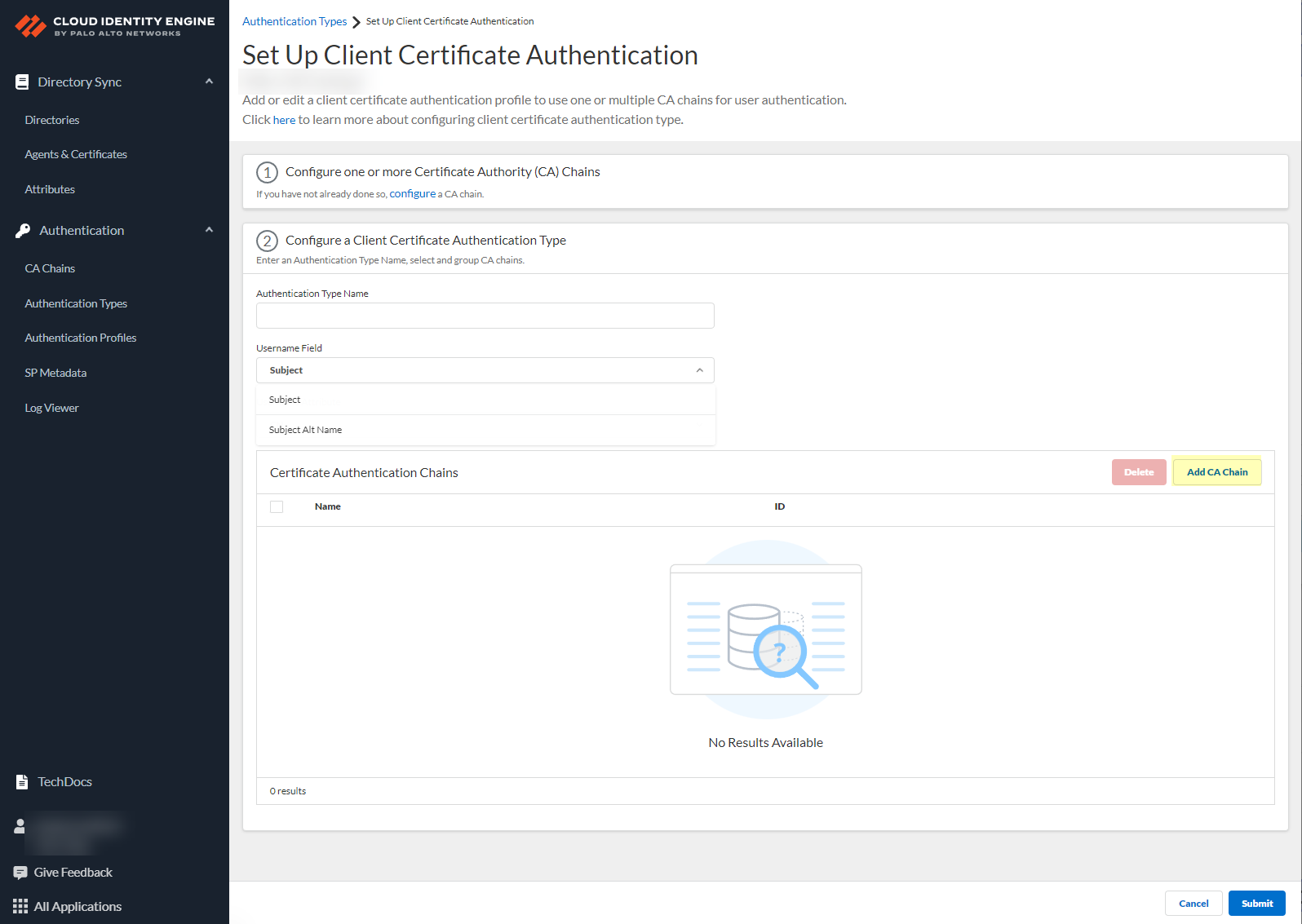 CIE Client Cert Add CA Chain
