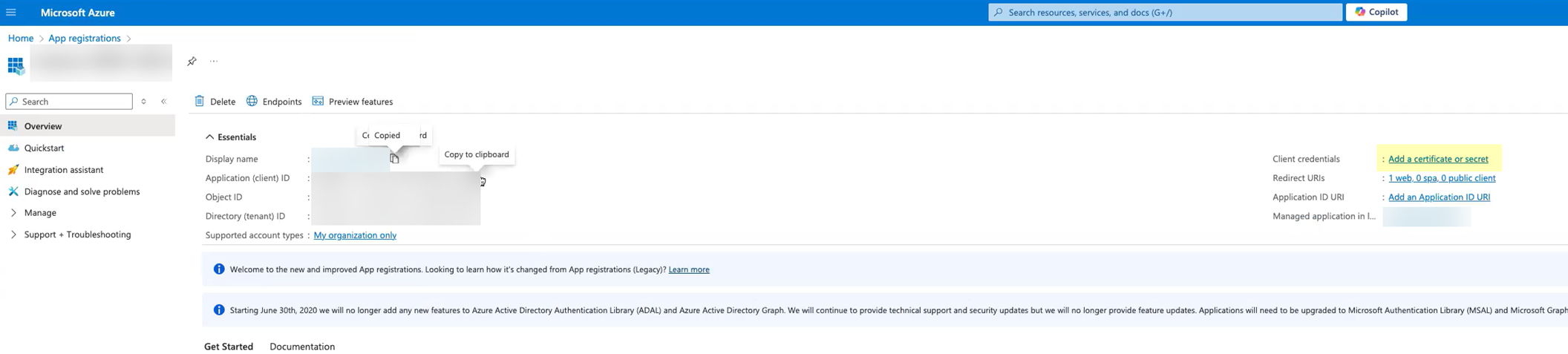 Azure Add Secret Link