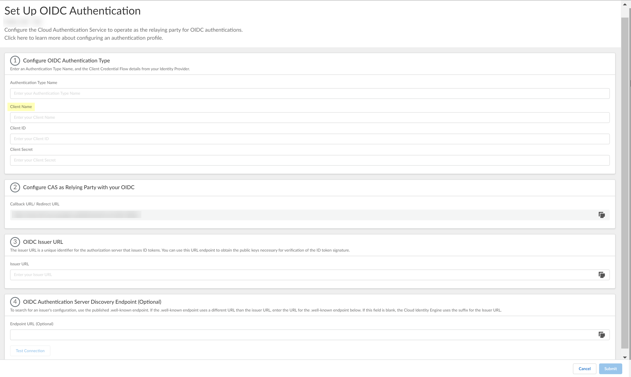 CIE Enter Azure OIDC Client Name