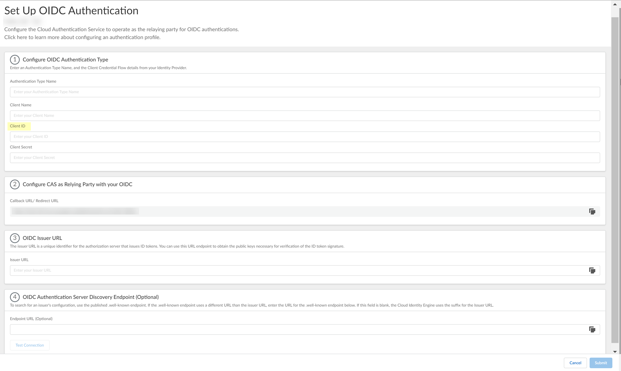 CIE Enter Azure OIDC Client ID