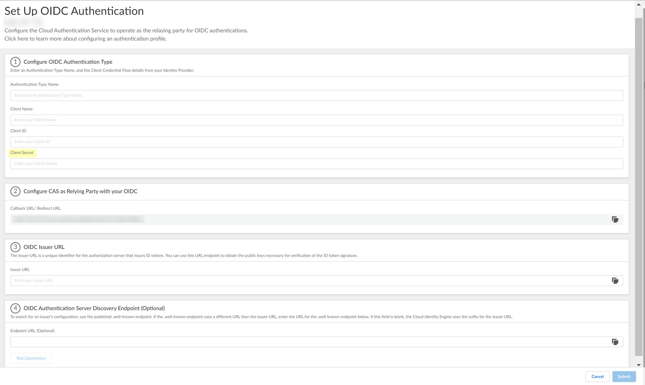 CIE Enter Azure OIDC Client Secret