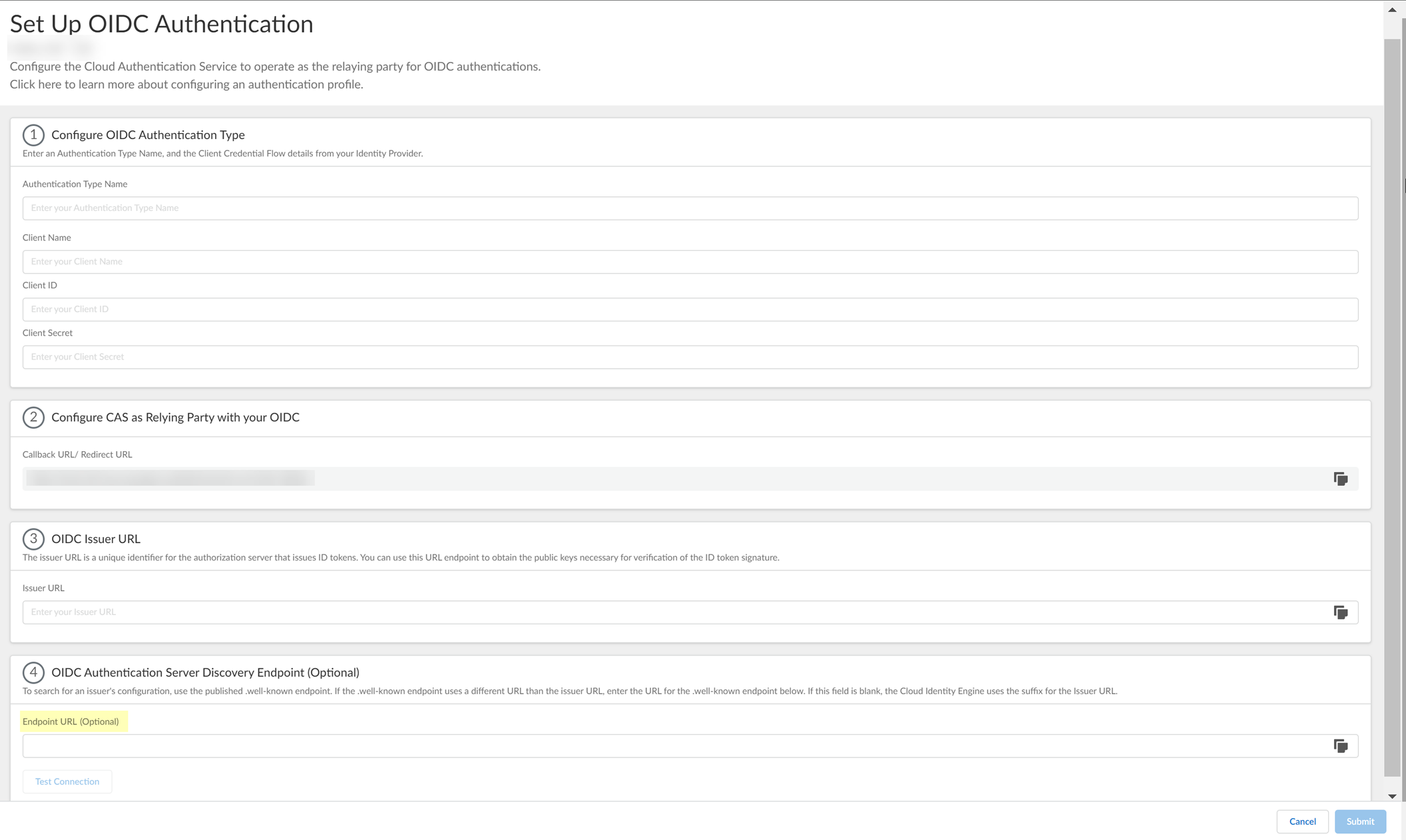 CIE Enter Azure OIDC Endpoint URL