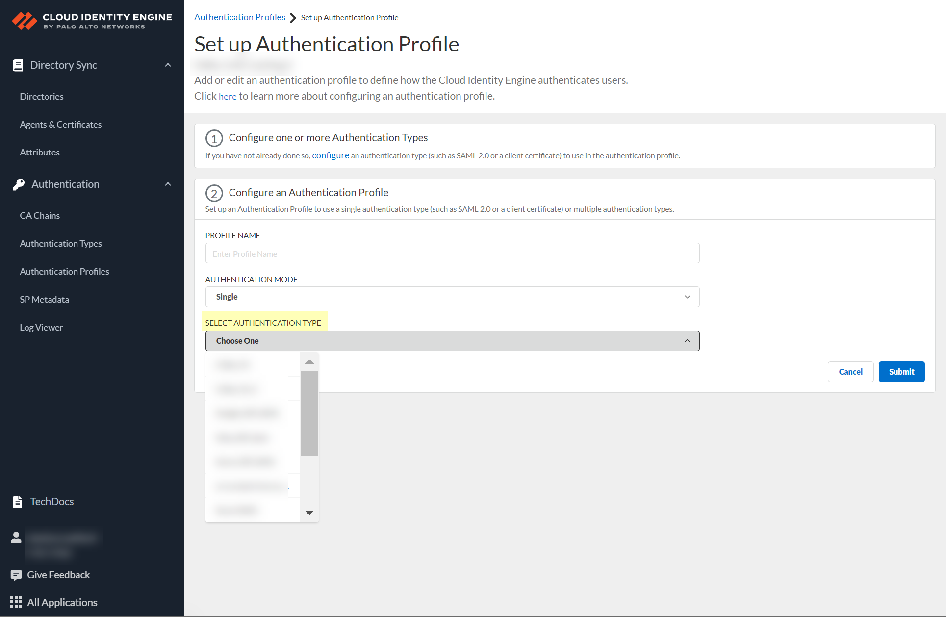 CIE Auth Profile Single Mode Selection