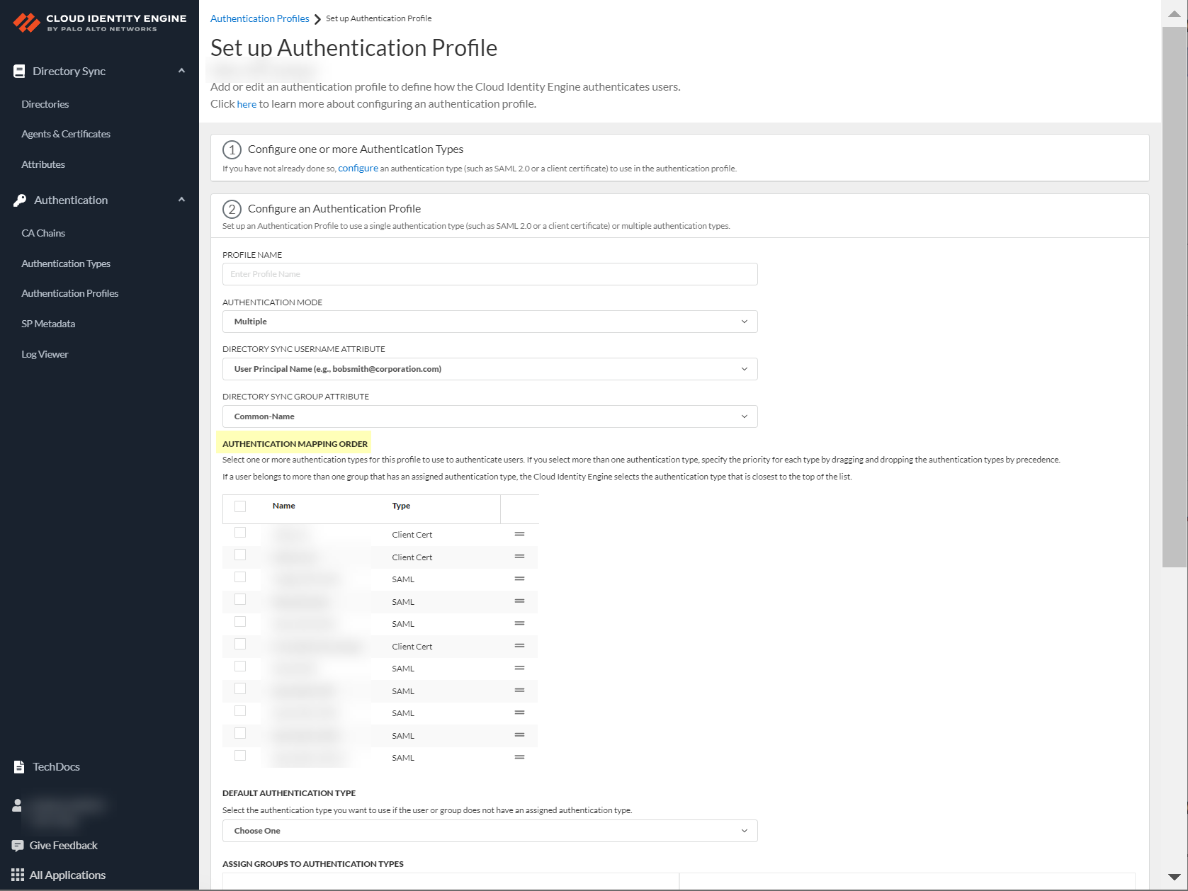 CIE Auth Profile Multiple Mode Mapping