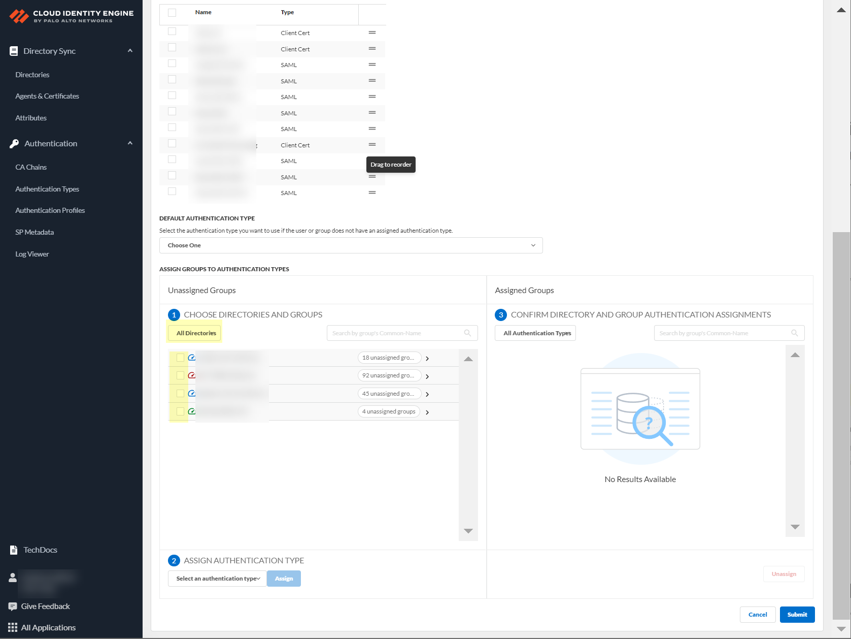 CIE Auth Profile Choose Dirs/Groups