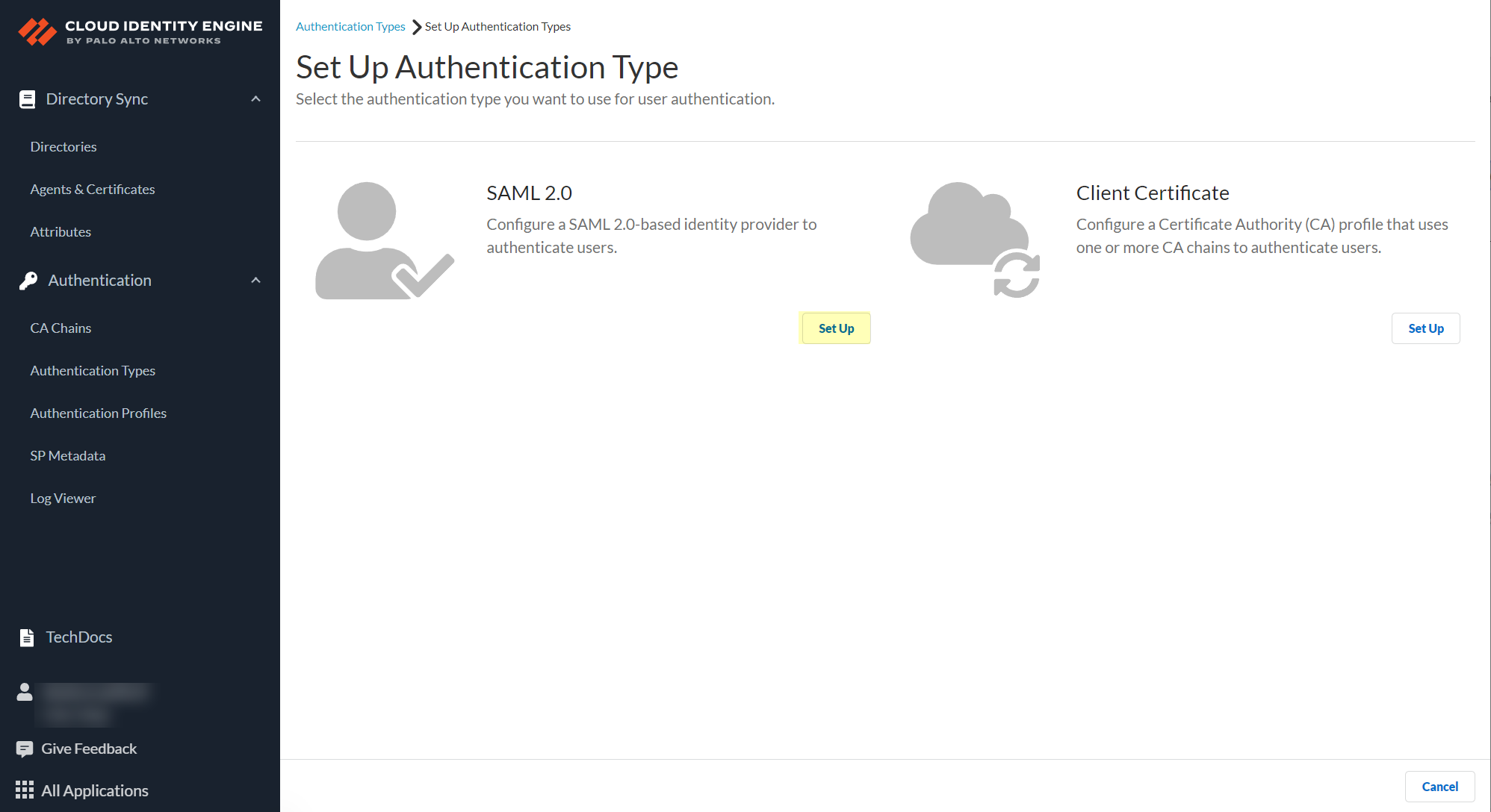 Screenshot of Set Up SAML 2.0