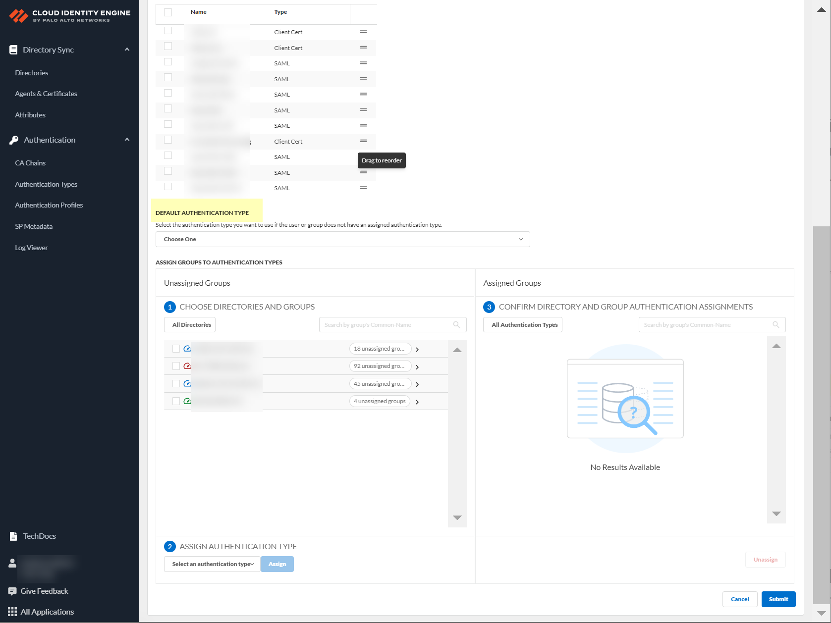 Screenshot of Choose directories and groups