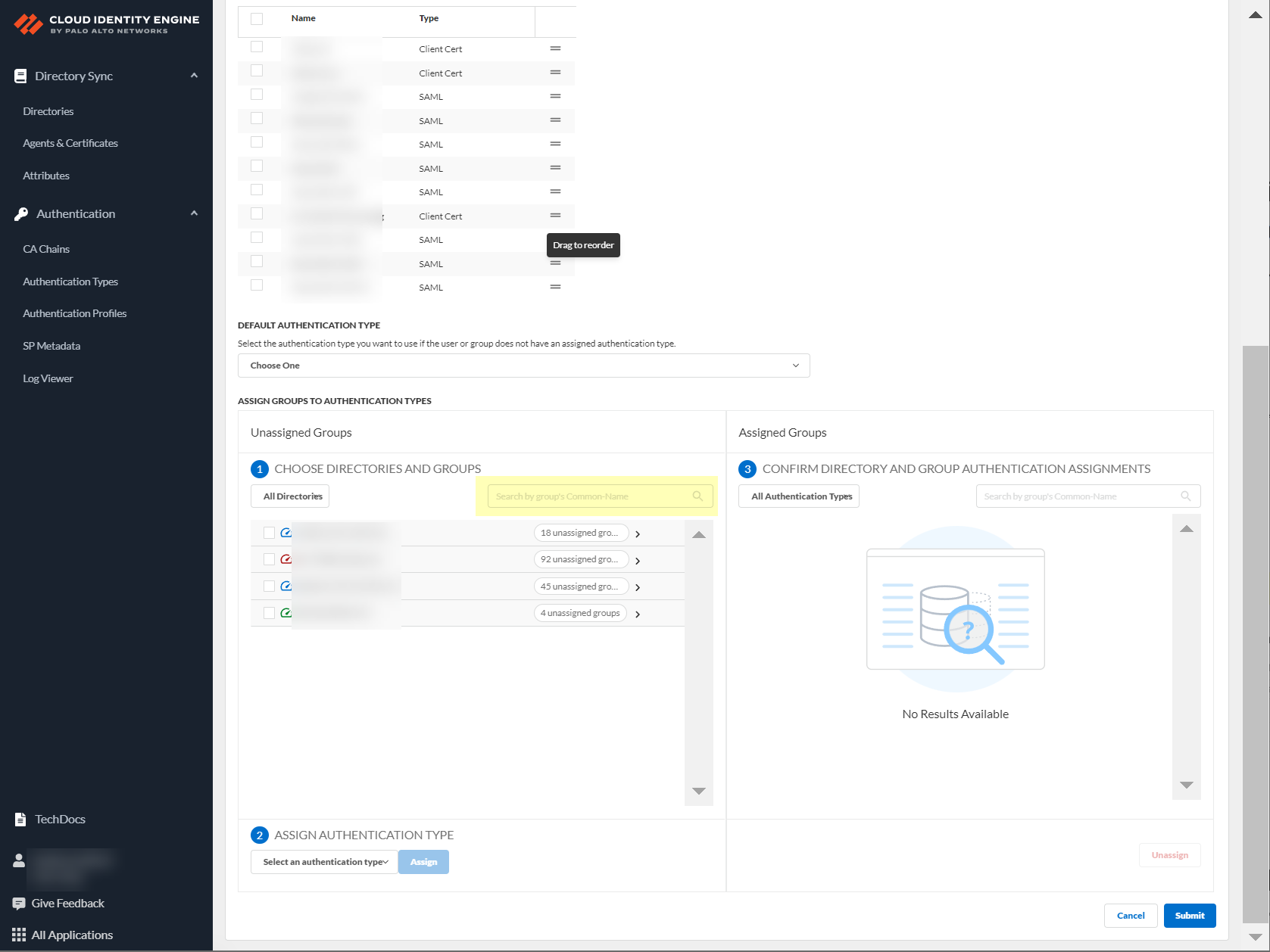Screenshot of Directory Sync Group Attribute search