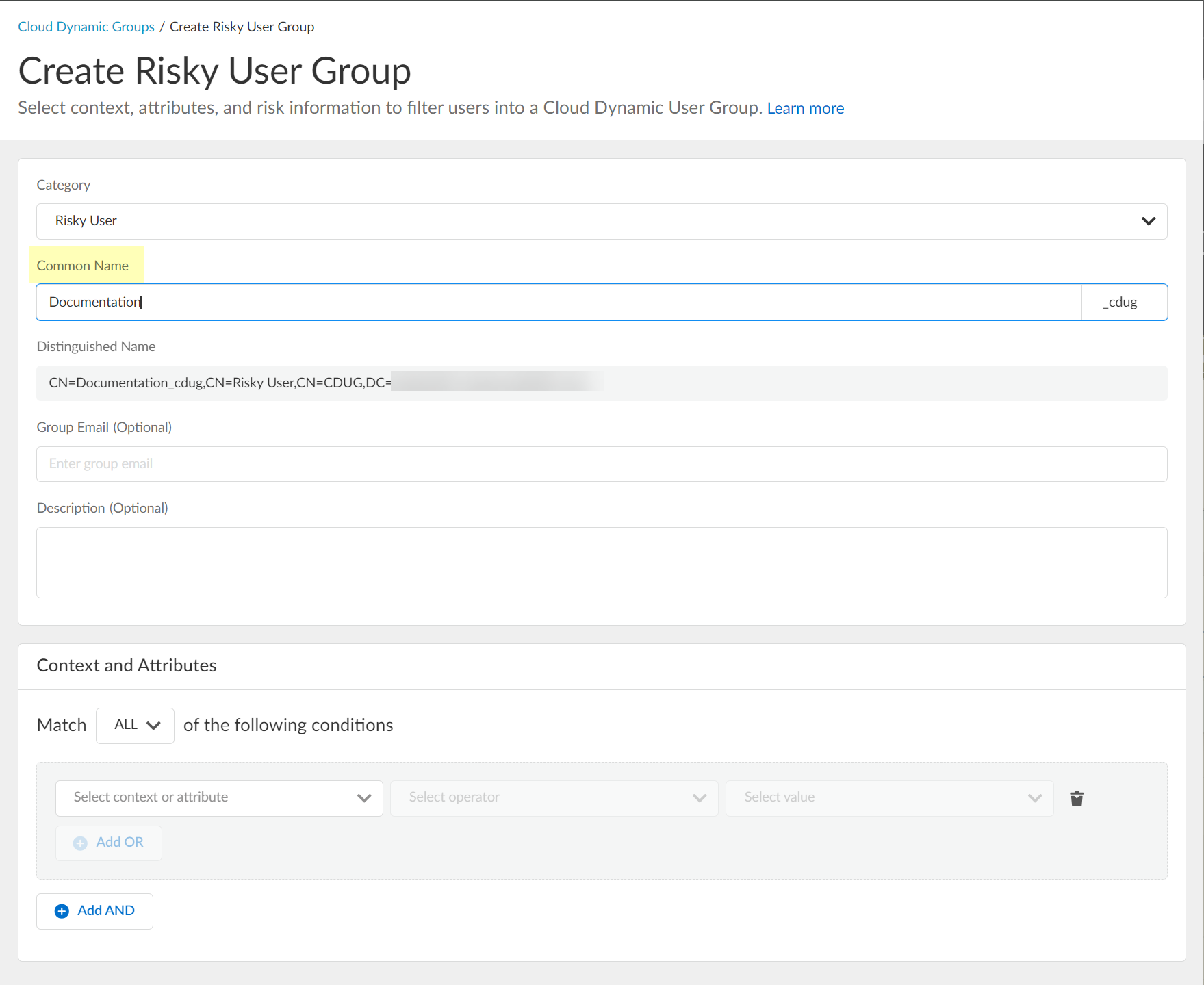 Screenshot of Common Name field