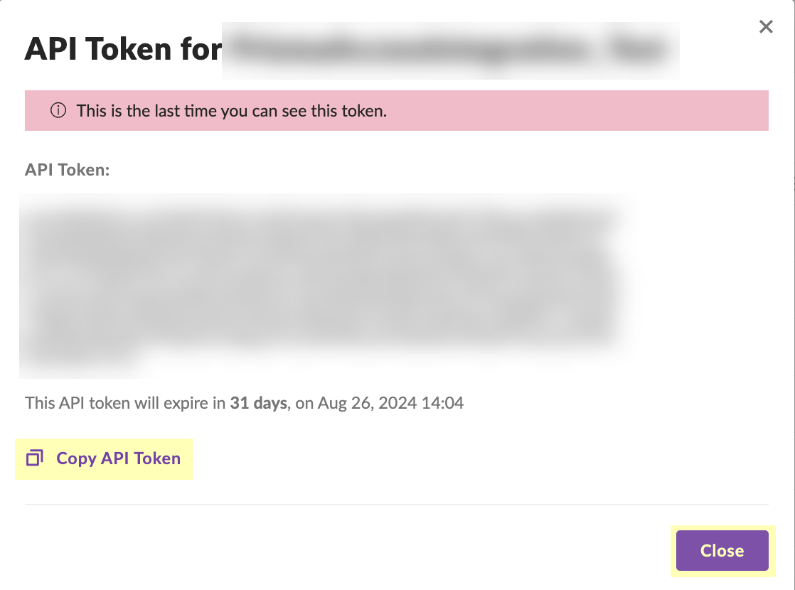 Screenshot of SentinelOne API Token