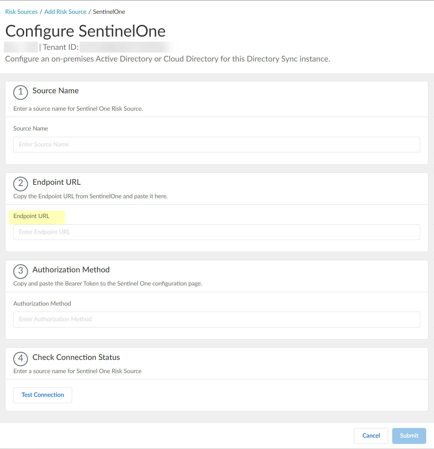 Screenshot of Endpoint URL field