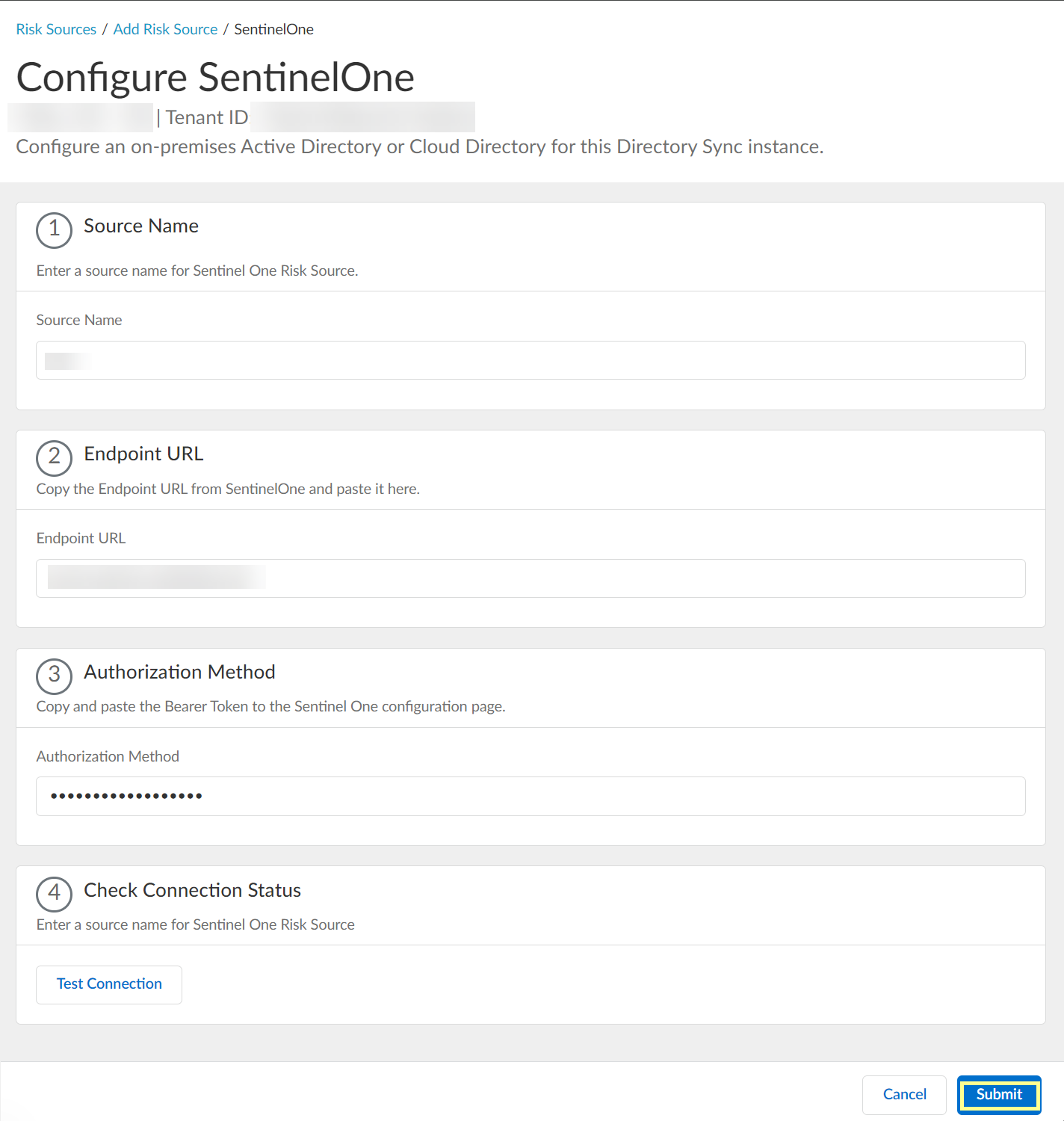 Screenshot of Submit button