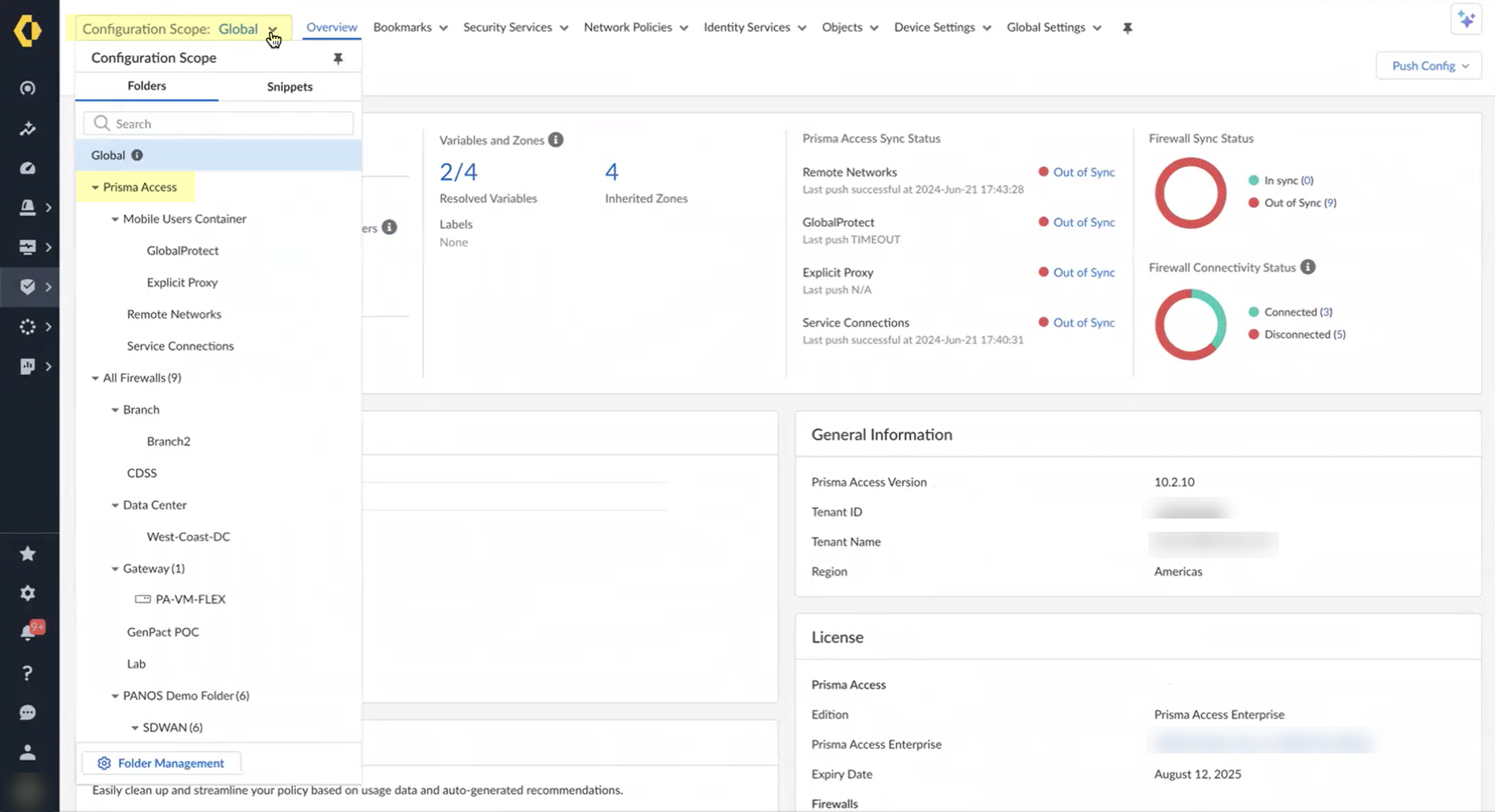 Screenshot of Configuration Scope in Strata Cloud Manager
