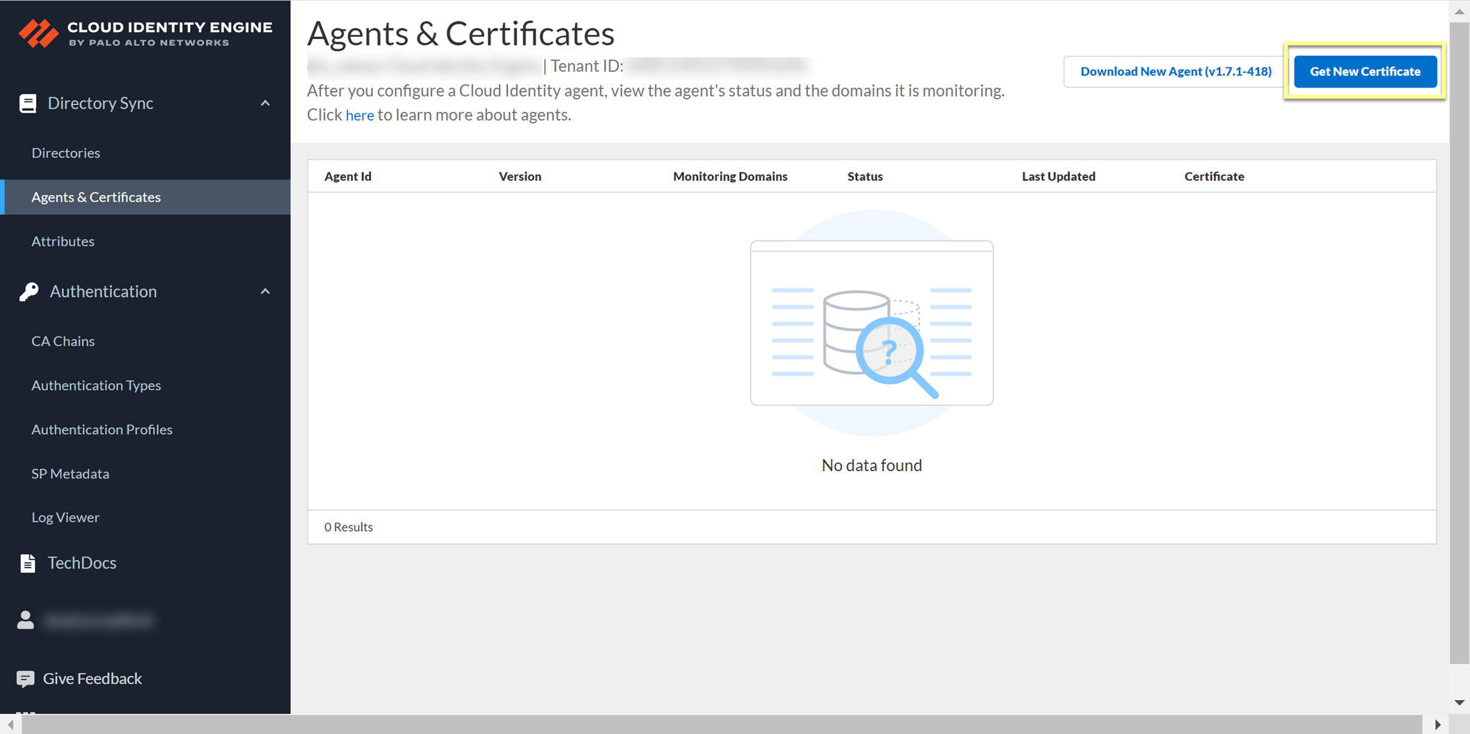 Screenshot of Remove Agent button