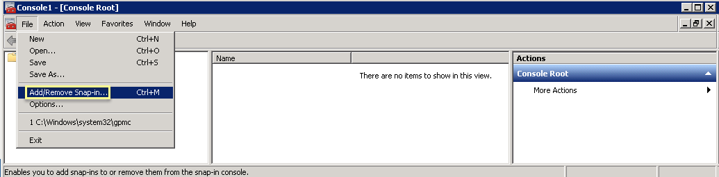 Screenshot of Add or Remove Snap-ins